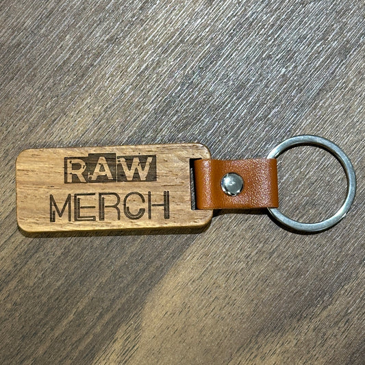 Wooden with PU leather Keyring - Laser Engraved